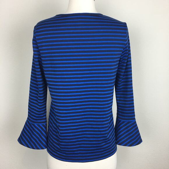 Draper James Blue Sadler Stripe Ponte Knit Flared Sleeve Knit Top XS - Picture 5 of 8